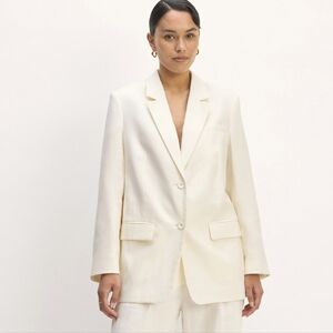 NWT Everlane Oversized Blazer Jacket in Linen in Bone White, Size 8
